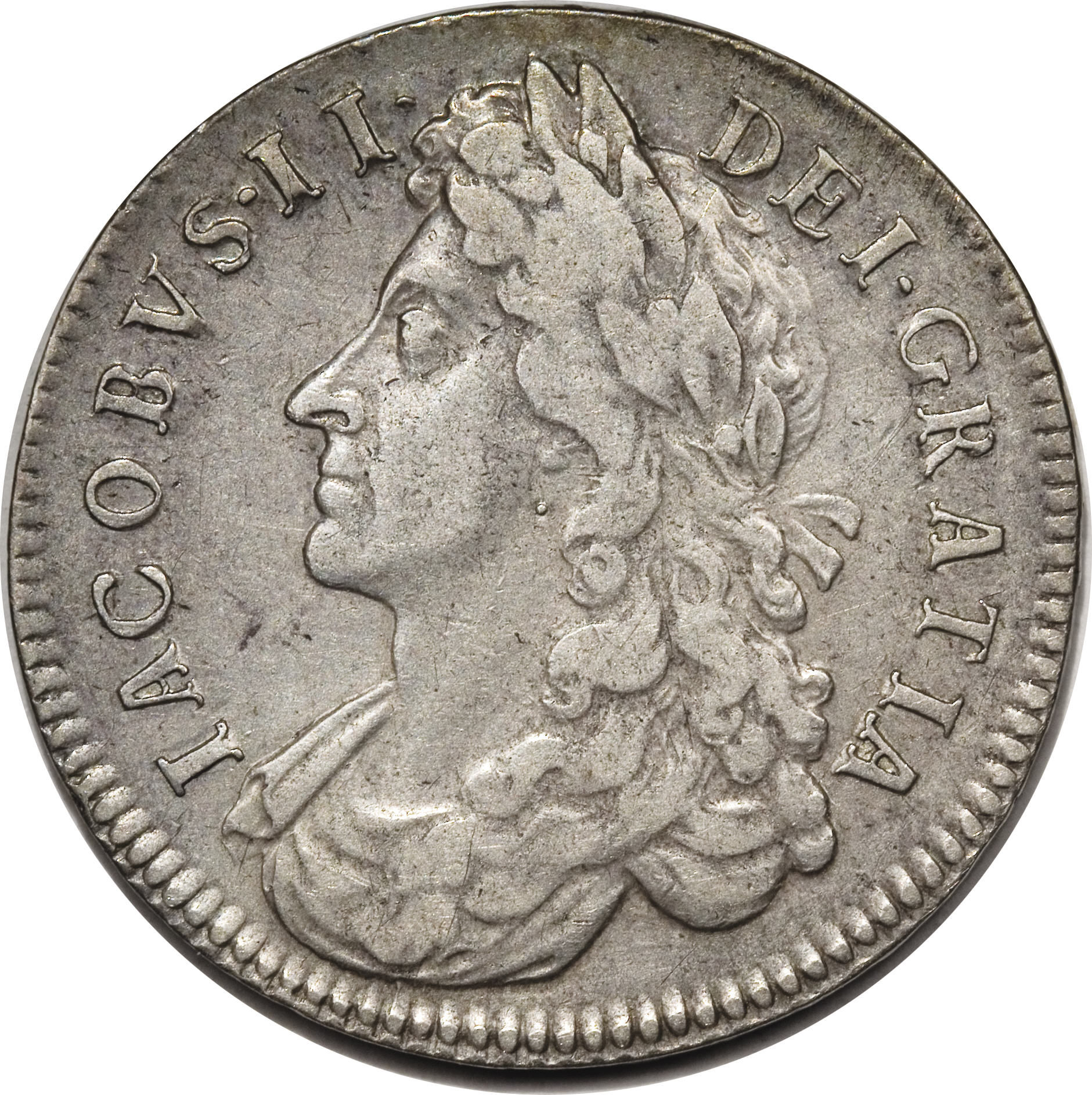 ½ Crown - James II 1st bust obverse