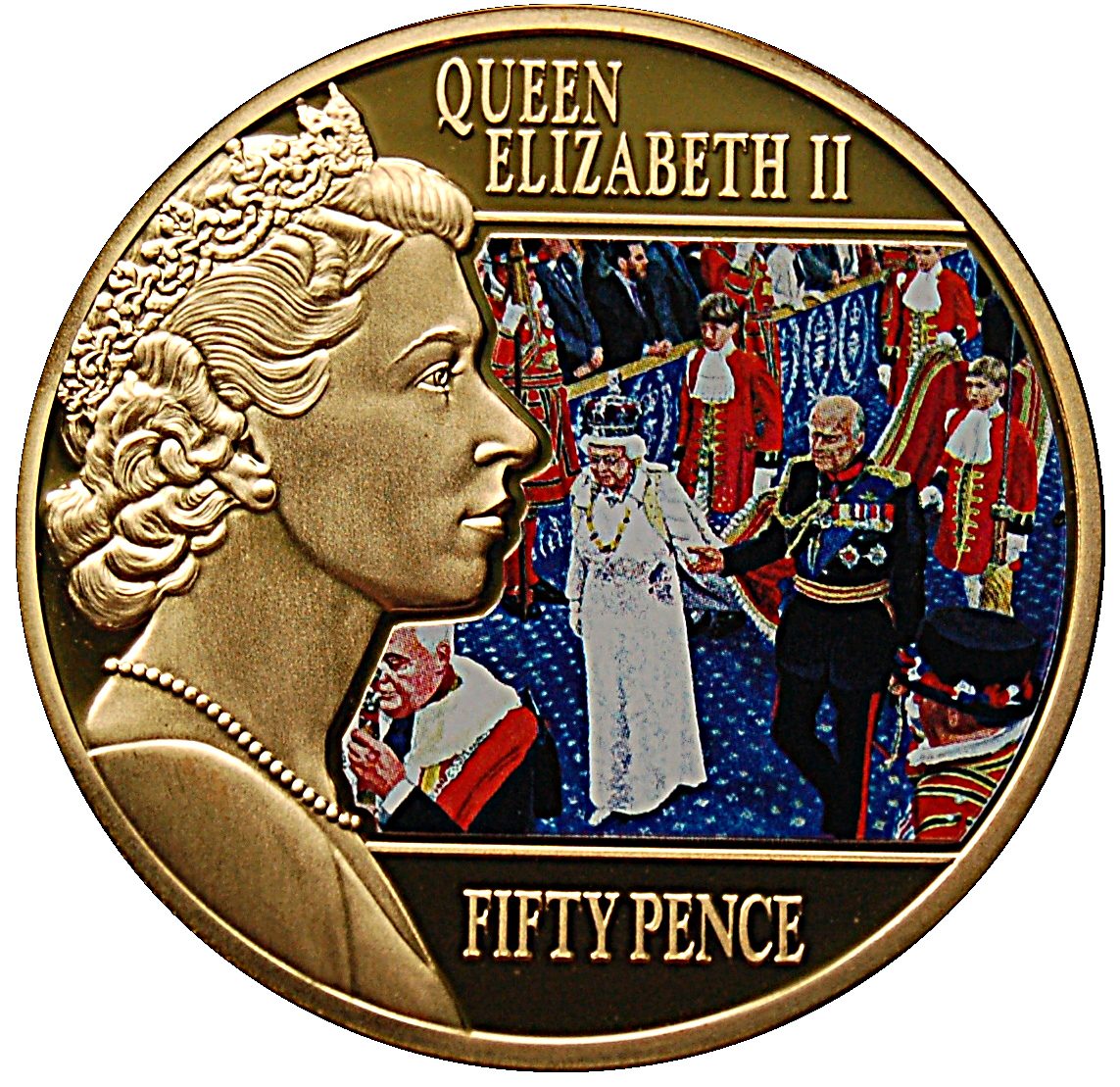 Guernsey 50 Pence - Elizabeth II The State Opening of Parliament reverse