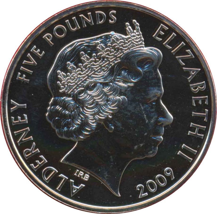 Alderney 5 Pounds - Elizabeth II Mini obverse