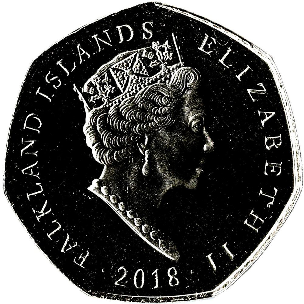 Falkland Islands 50 Pence - Elizabeth II King Penguin obverse
