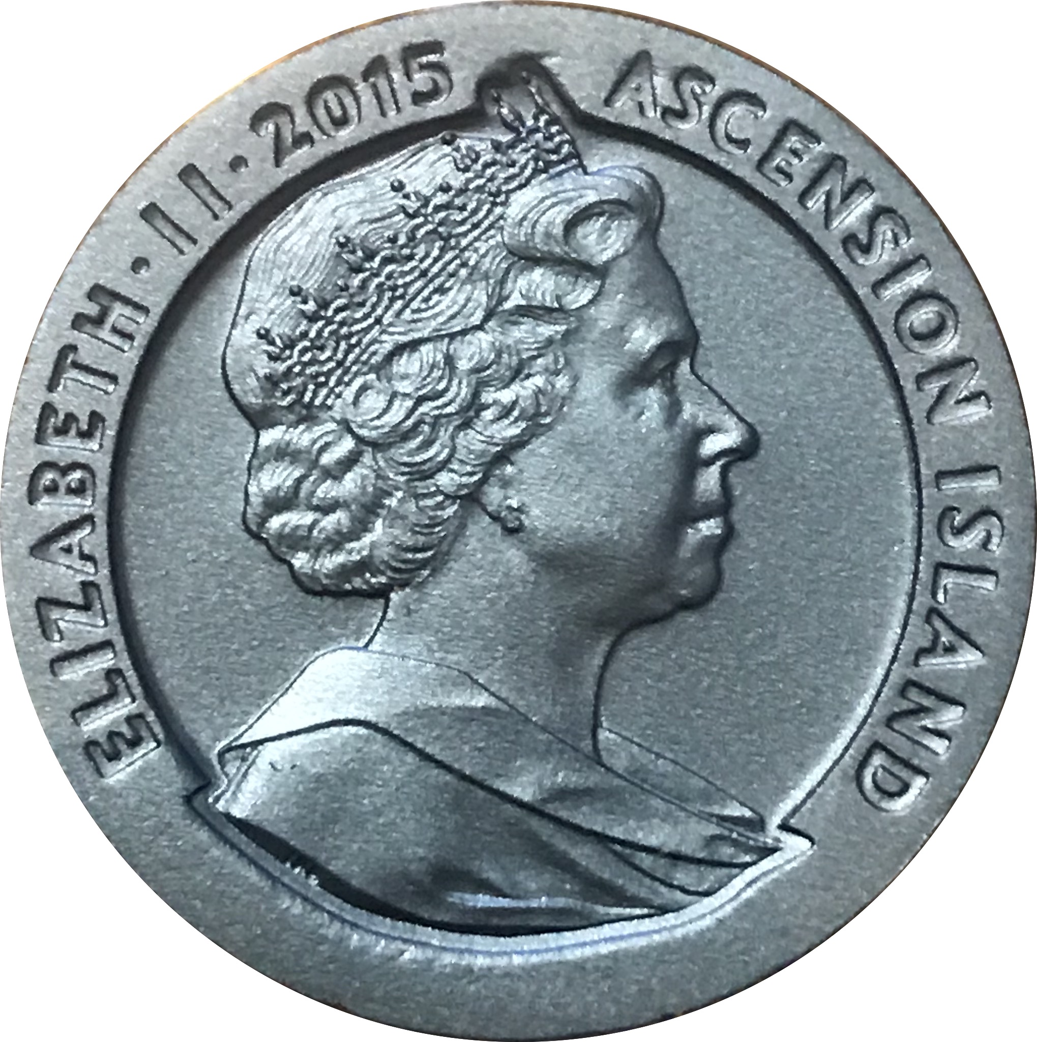 Ascension Island 1 Crown - Elizabeth II 175th Anniversary Tu’penny Blue obverse