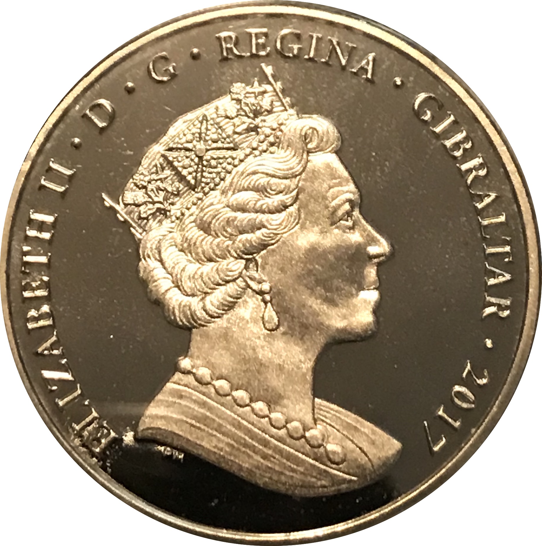 Gibraltar 1 Crown - Elizabeth II Lodge of St John 250th Anniversary obverse