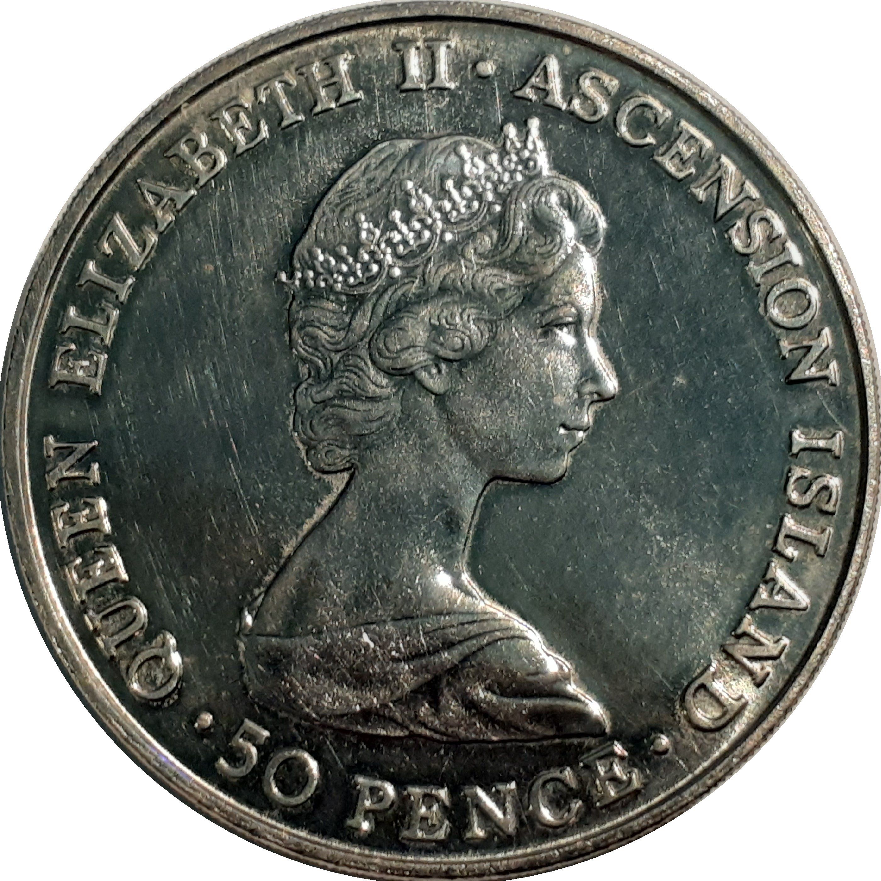 Ascension Island 50 Pence - Elizabeth II Royal Visit obverse