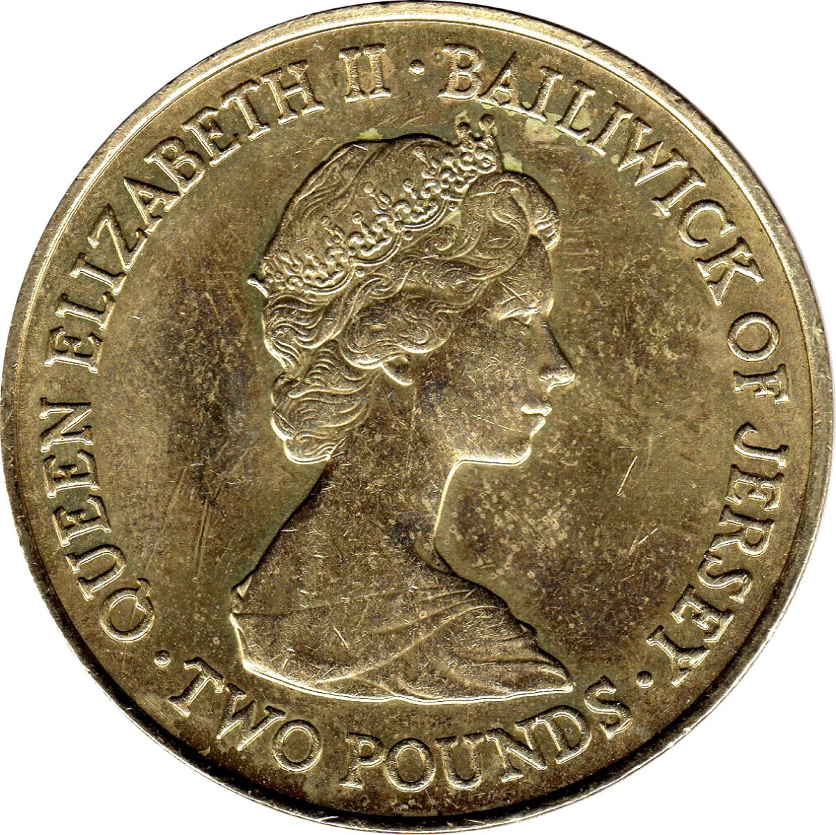 Jersey 2 Pounds - Elizabeth II Royal Wedding obverse