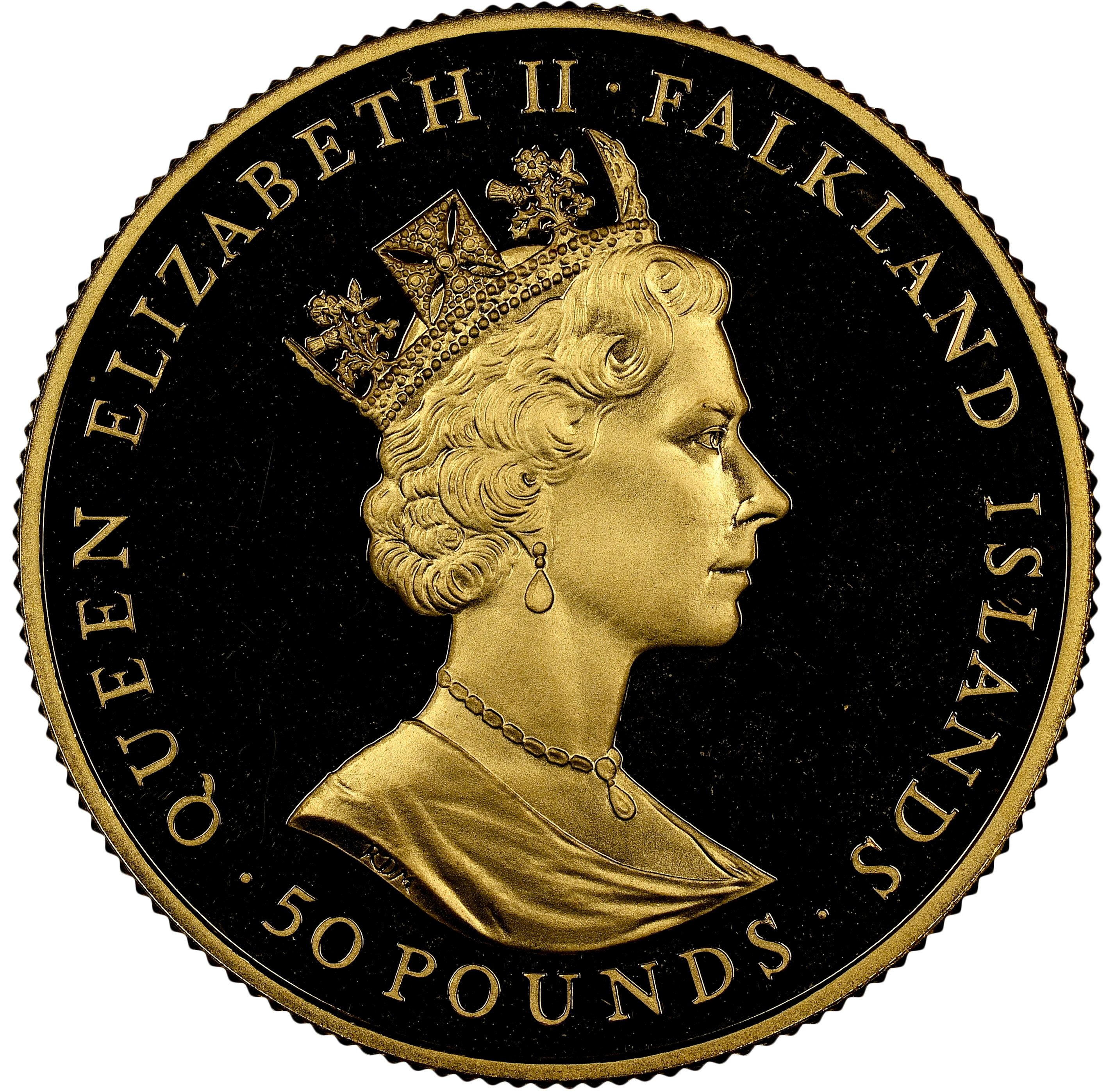 Falkland Islands 50 Pounds - Elizabeth II 100th Anniversary of Defense obverse