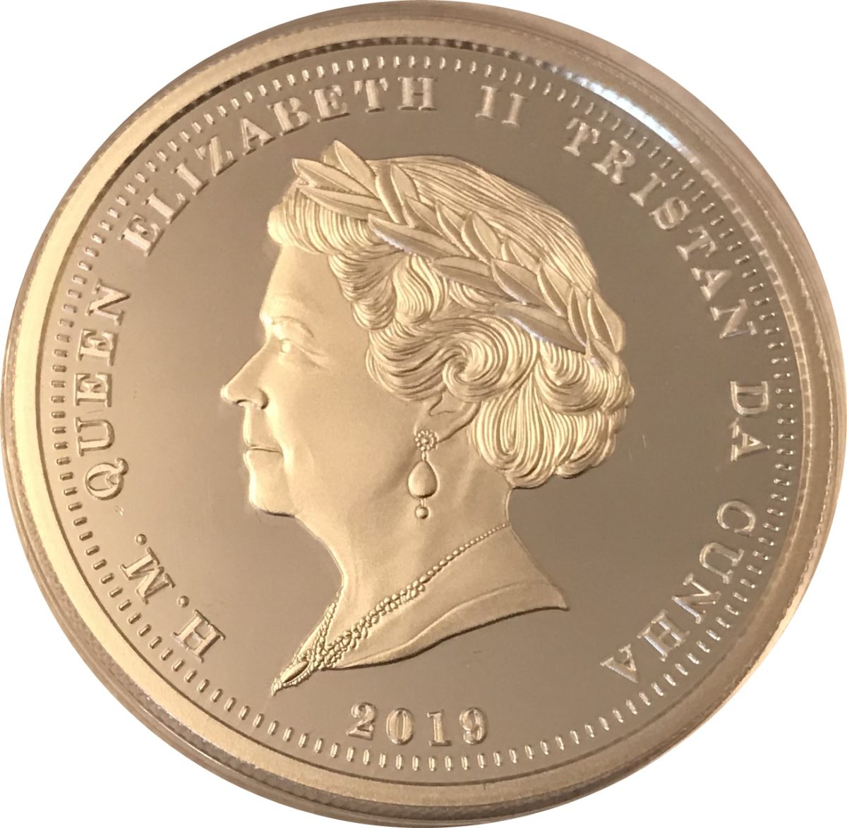 Tristan da Cunha 1 Laurel - Elizabeth II 400th anniversary of the Laurel issue; Silver obverse