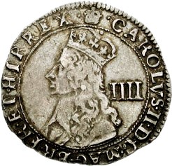 4 Pence - Charles II 3rd hammered issue obverse