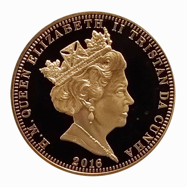 Tristan da Cunha 1 Crown - Elizabeth II Military Aircraft of WWII, Supermarine Spitfire - Gold Plated obverse