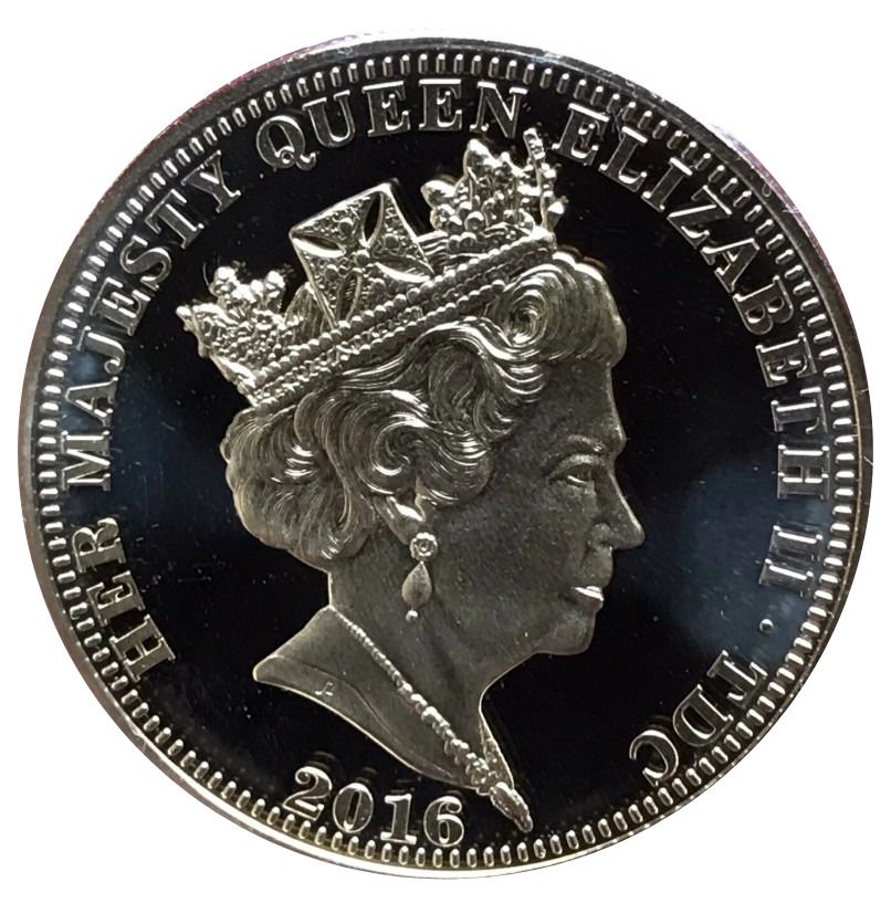 Tristan da Cunha 1 Crown - Elizabeth II Royal Marines - Soldier and Globe obverse