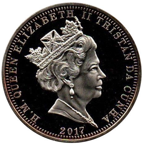 Tristan da Cunha 1 Crown - Elizabeth II 100th Anniversary U.S. In WWI; Belleau Wood obverse