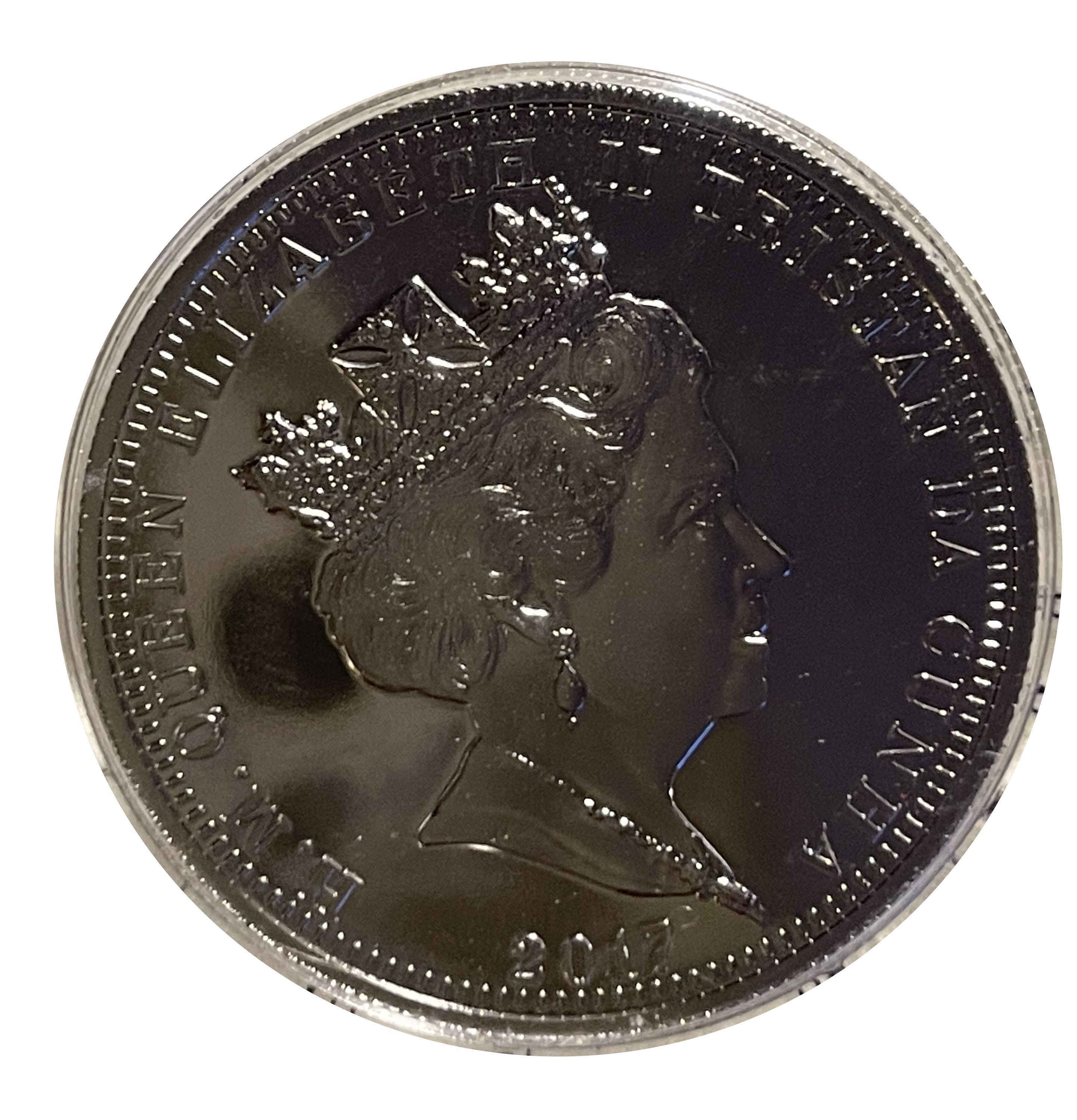 Tristan da Cunha 1 Crown - Elizabeth II Platinum Wedding Anniversary obverse