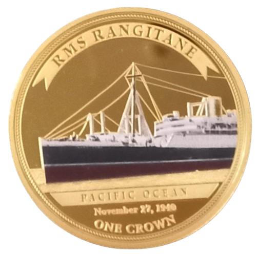 Tristan da Cunha 1 Crown - Elizabeth II Legendary Shipwrecks: MS Rangitane reverse