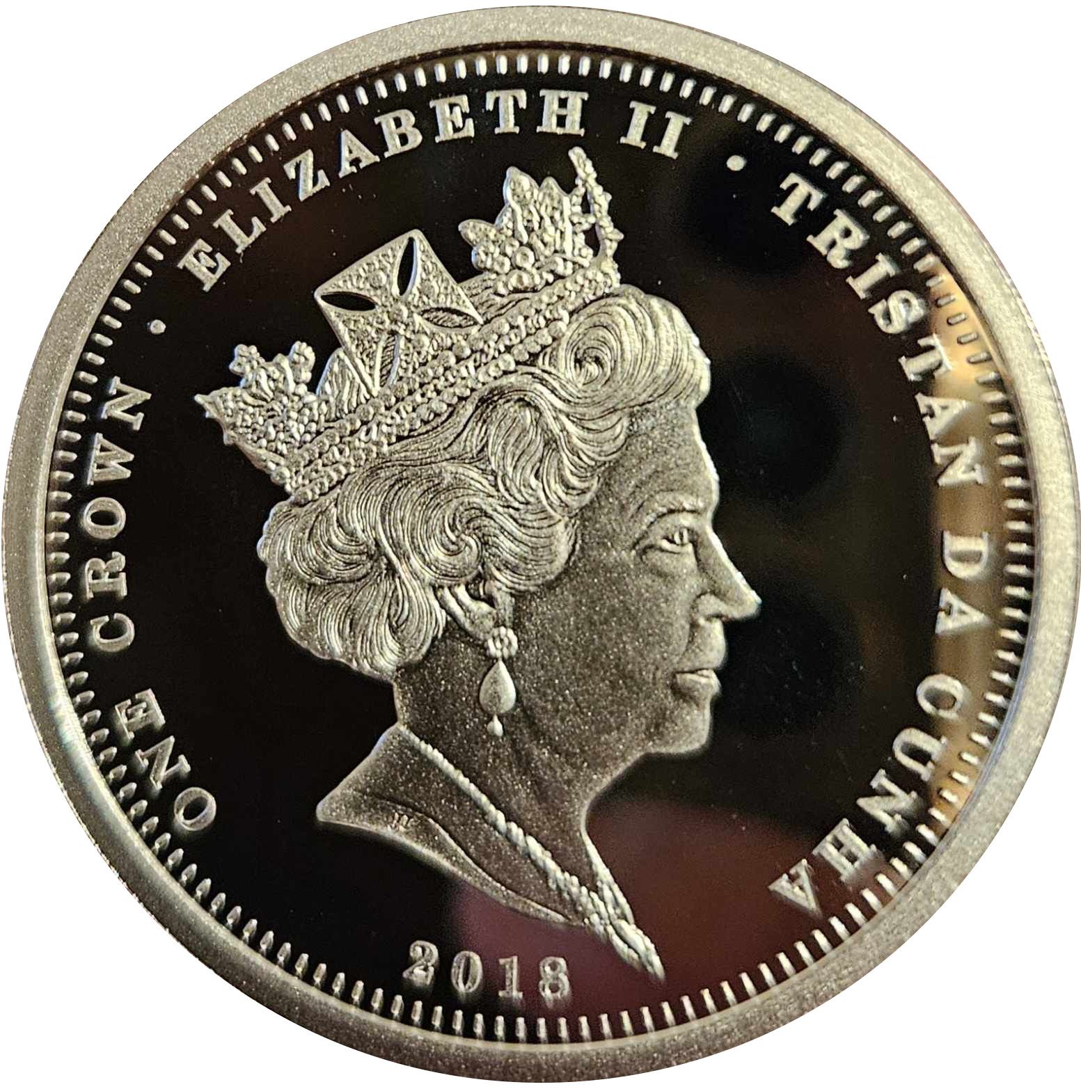 Tristan da Cunha 1 Crown - Elizabeth II WWI Centenary, We will remember them obverse