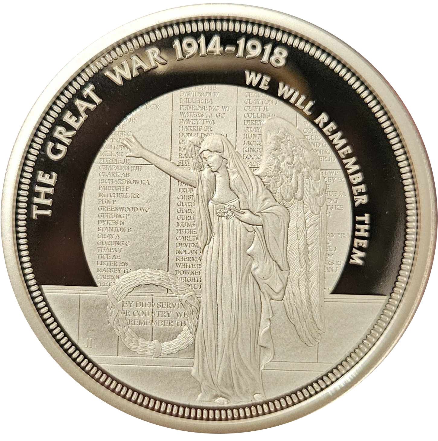 Tristan da Cunha 1 Crown - Elizabeth II WWI Centenary, We will remember them reverse