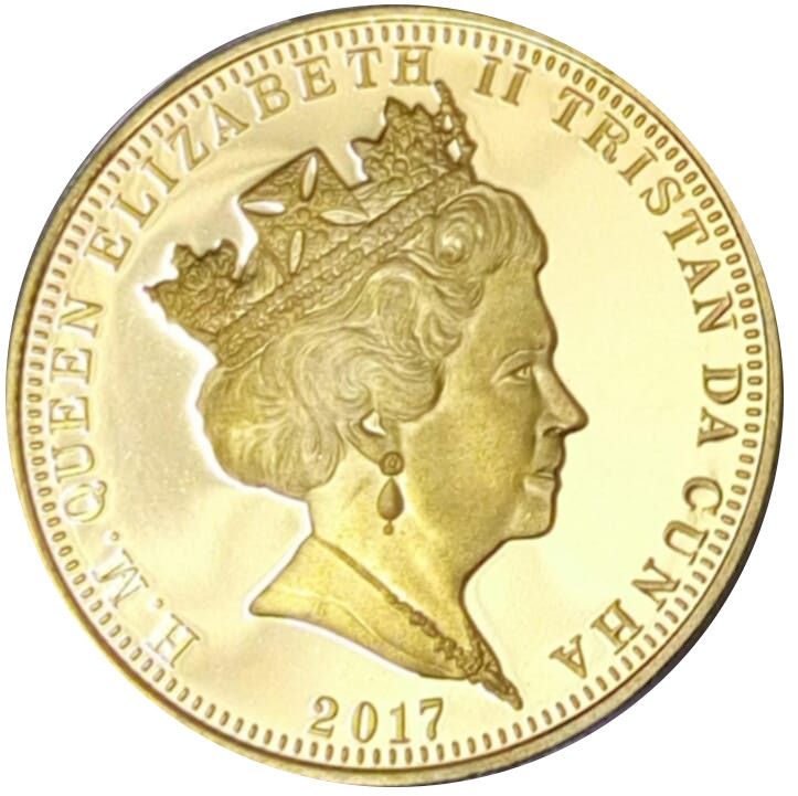 Tristan da Cunha 1 Crown - Elizabeth II Sovereign's 200th Anniversary; George III obverse