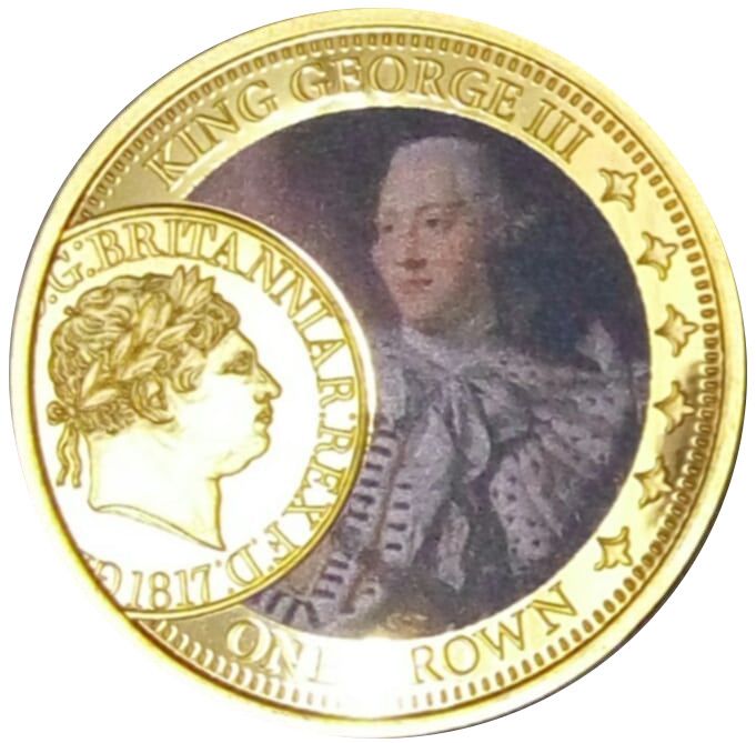 Tristan da Cunha 1 Crown - Elizabeth II Sovereign's 200th Anniversary; George III reverse