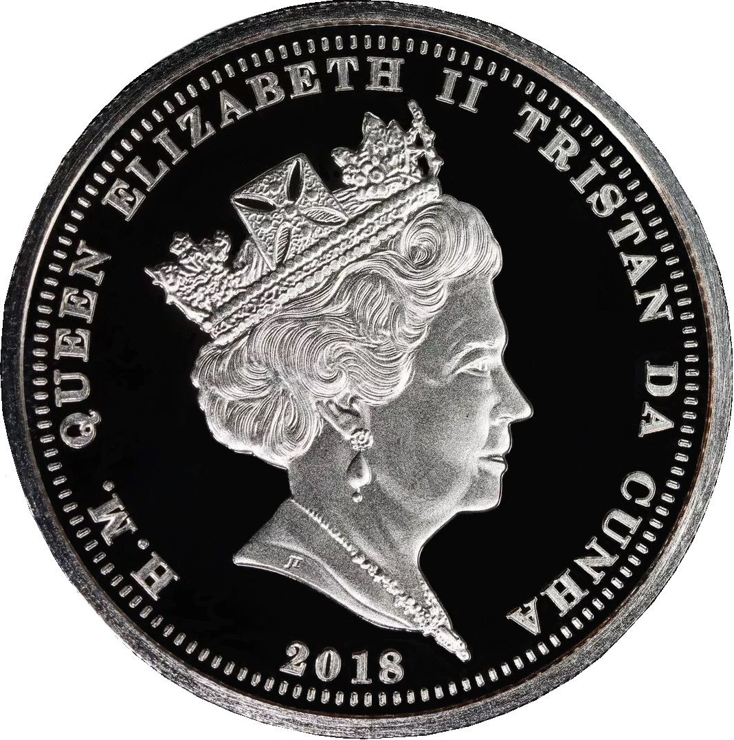 Tristan da Cunha 1 Crown - Elizabeth II 65th Coronation Anniversary, St Edwards Crown obverse