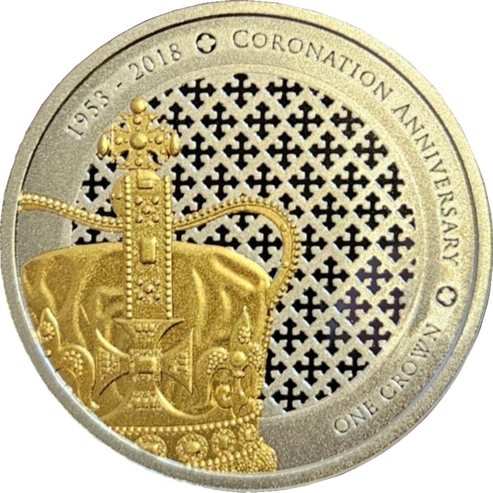 Tristan da Cunha 1 Crown - Elizabeth II 65th Coronation Anniversary, St Edwards Crown