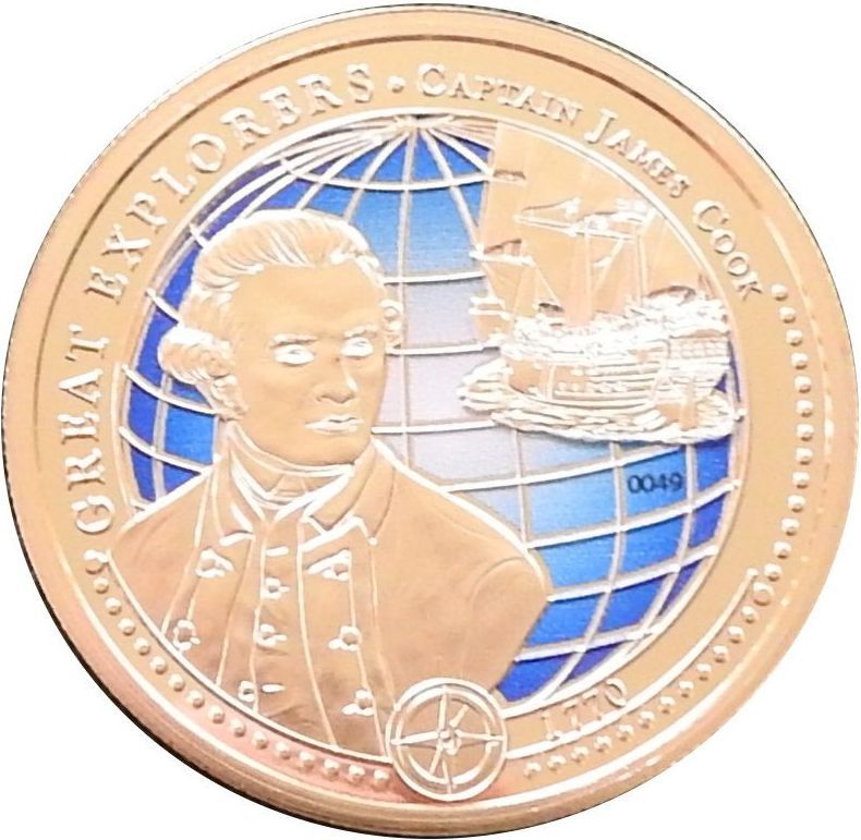 Tristan da Cunha 1 Crown - Elizabeth II Great Explorers: Captain James Cook obverse