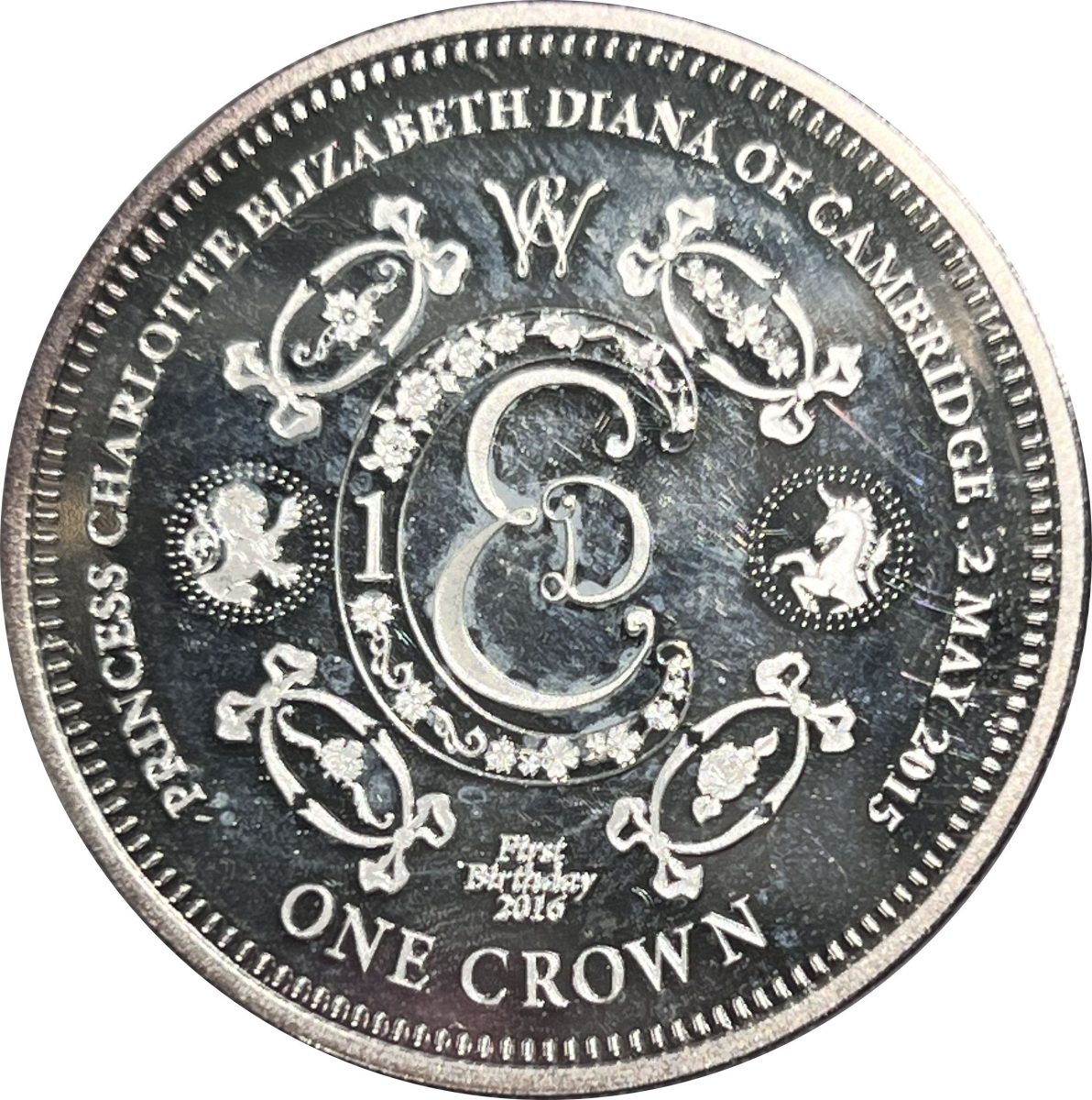 Tristan da Cunha 1 Crown - Elizabeth II Princess Charlotte 1st Birthday reverse