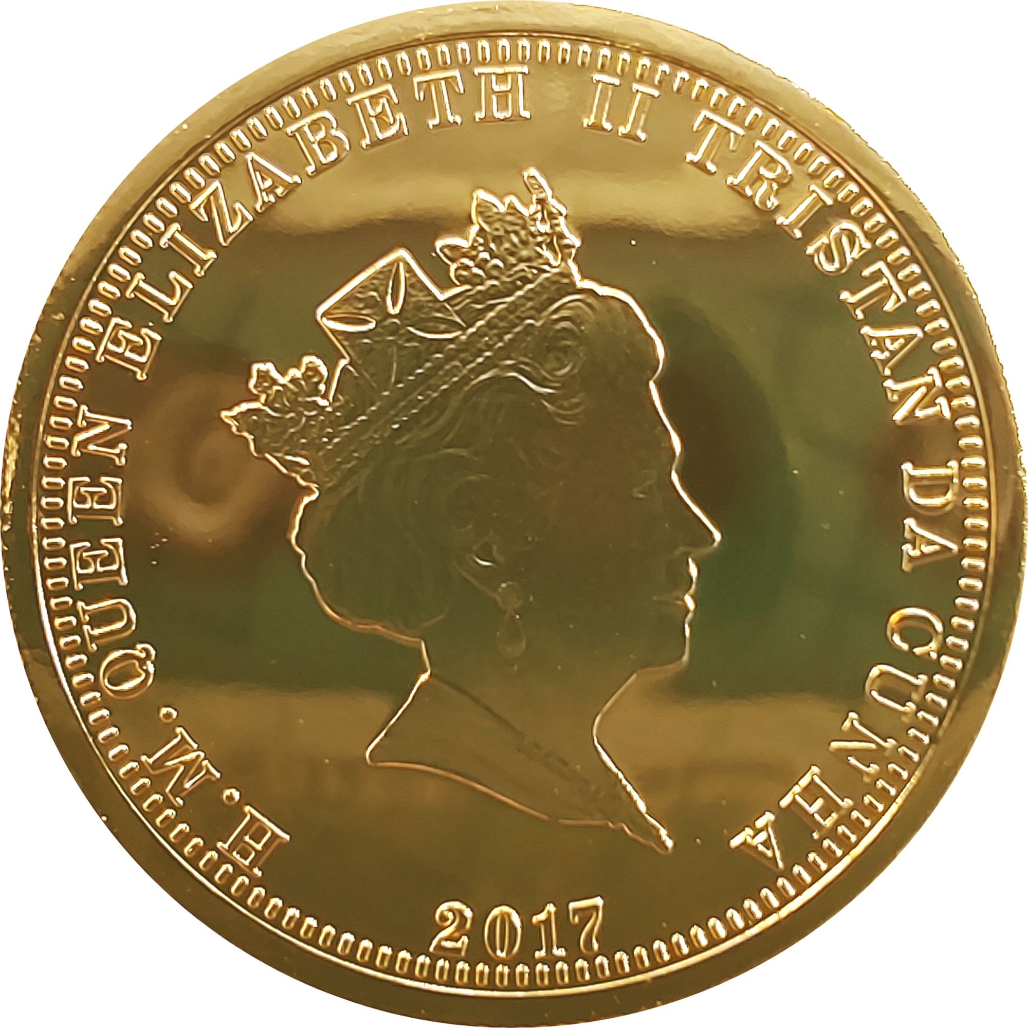 Tristan da Cunha 1 Crown - Elizabeth II Sapphire Jubilee; Gold obverse