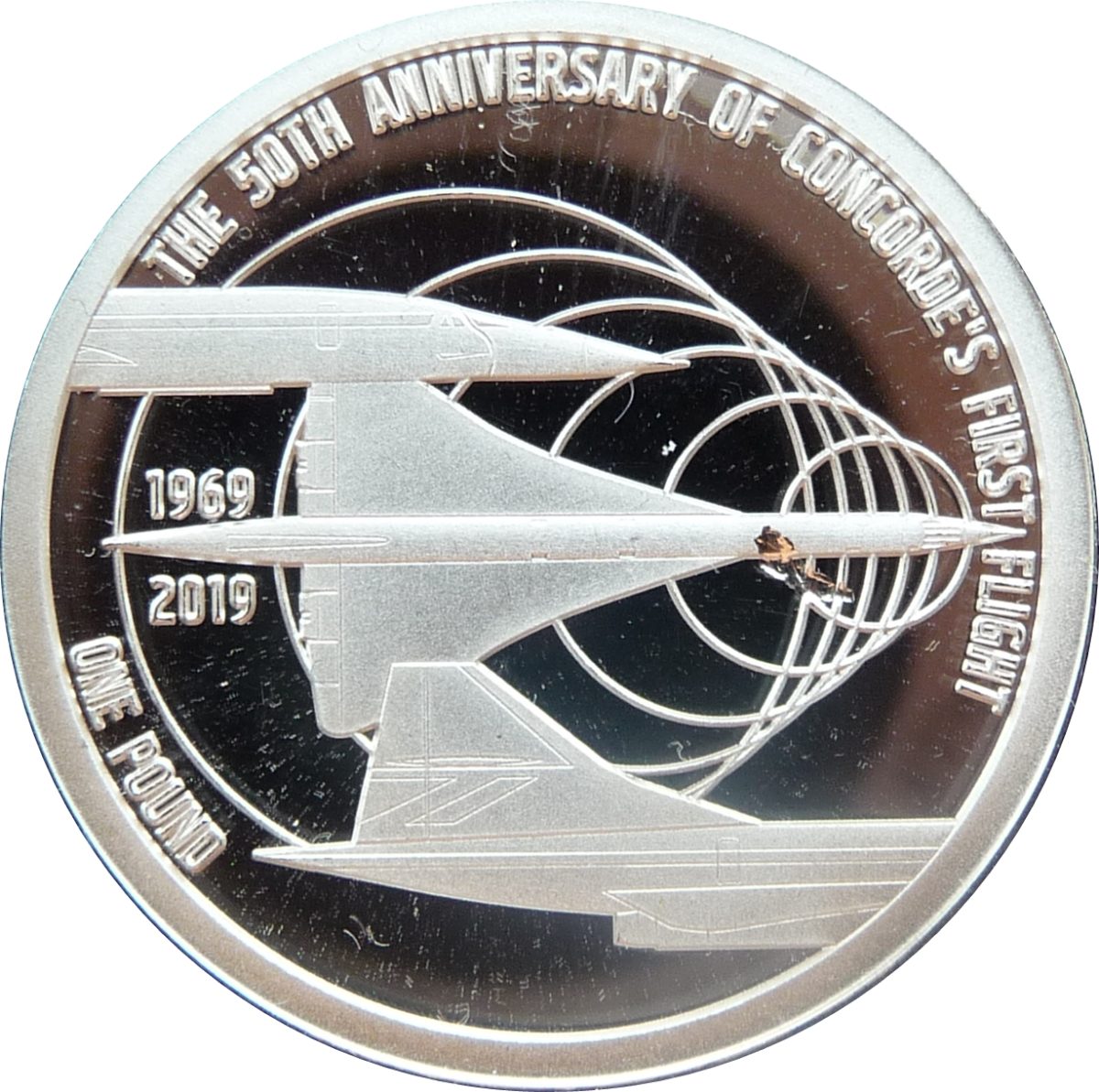 Alderney 1 Pound - Elizabeth II The 50th Anniversary of Concorde; Silver reverse