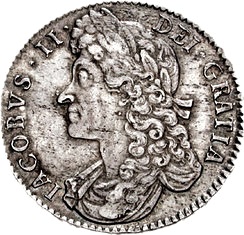 ½ Crown - James II 2nd bust obverse