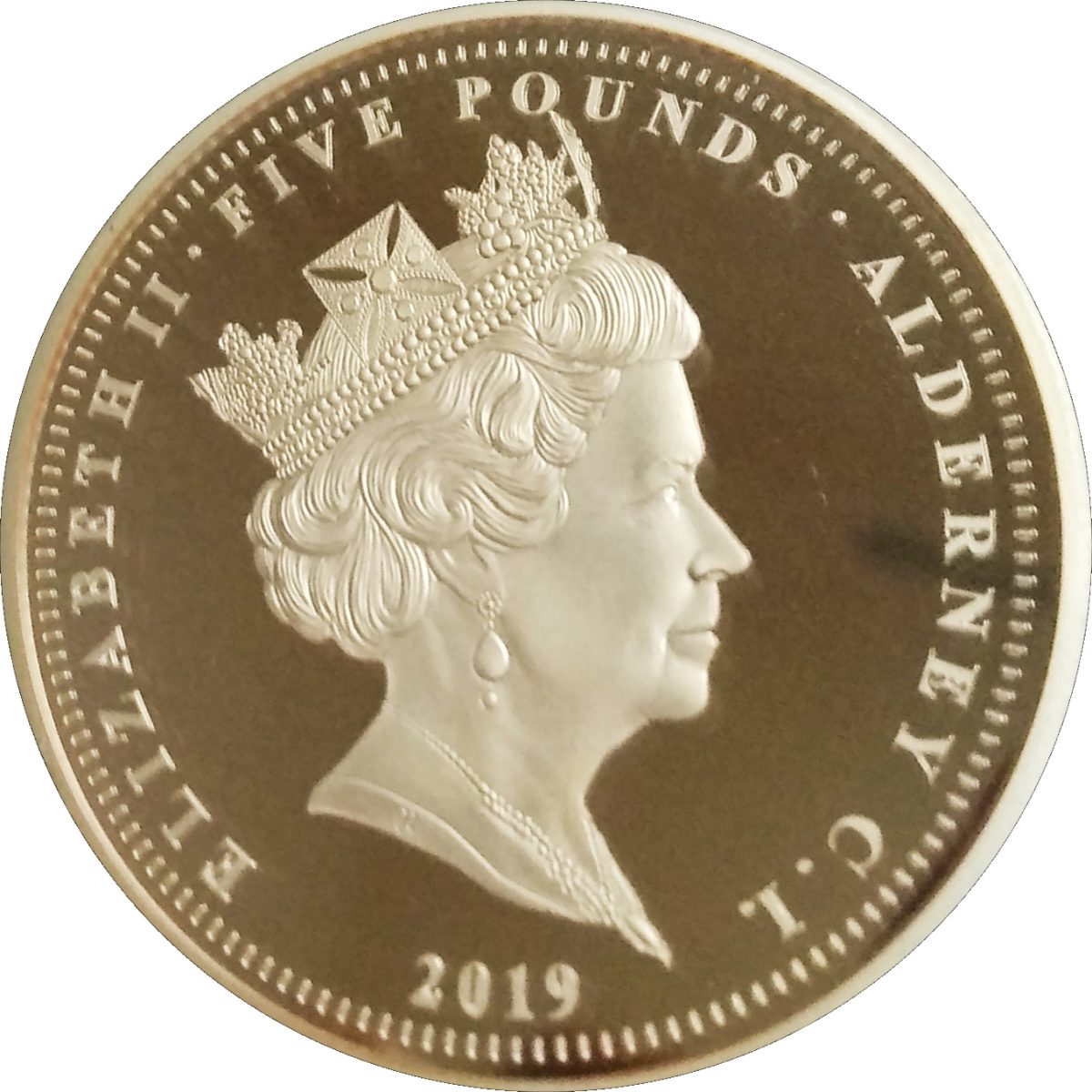 Alderney 5 Pounds - Elizabeth II 75th Anniversary of the D-Day obverse