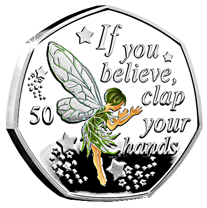 Isle of Man 50 Pence - Elizabeth II Tinkerbell; Silver Proof reverse
