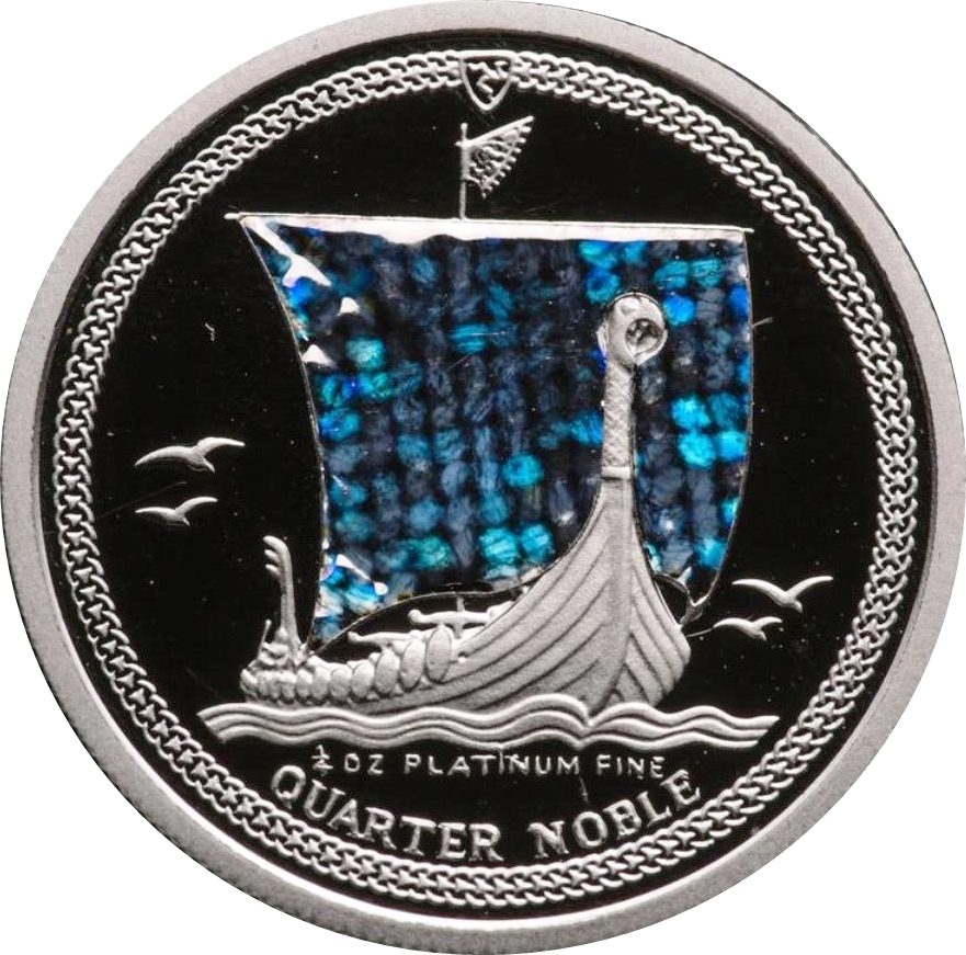 Isle of Man ¼ Noble - Elizabeth II Longboat; with hologram