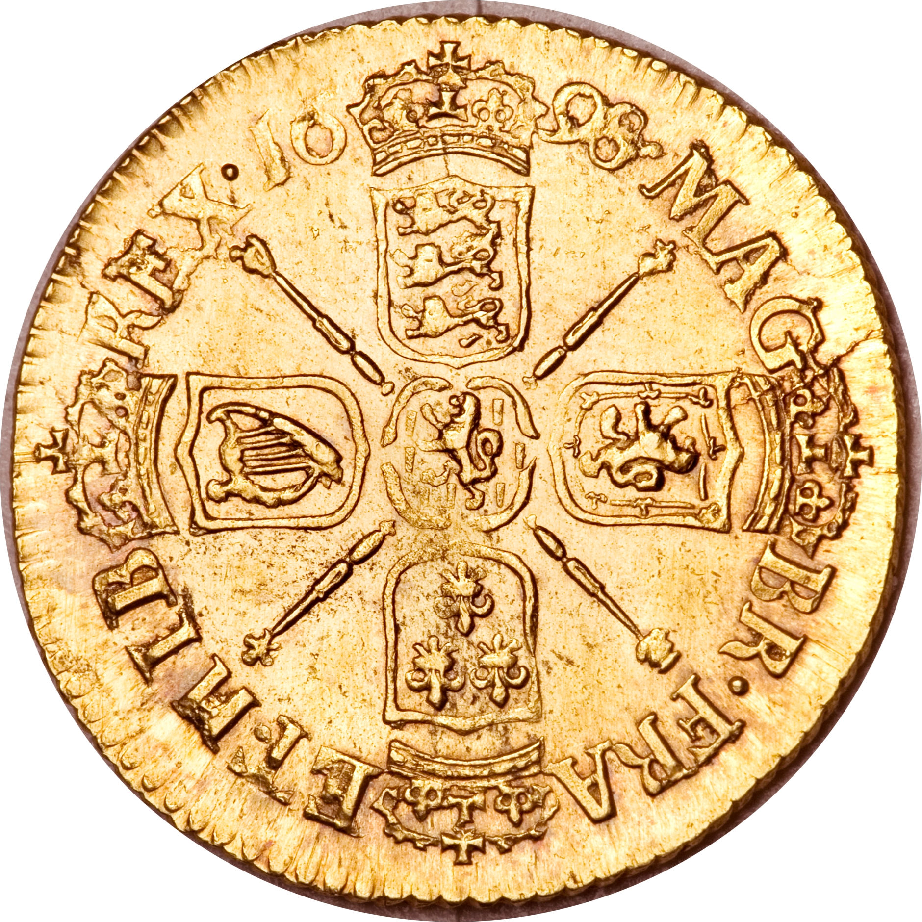 ½ Guinea - William III late harp