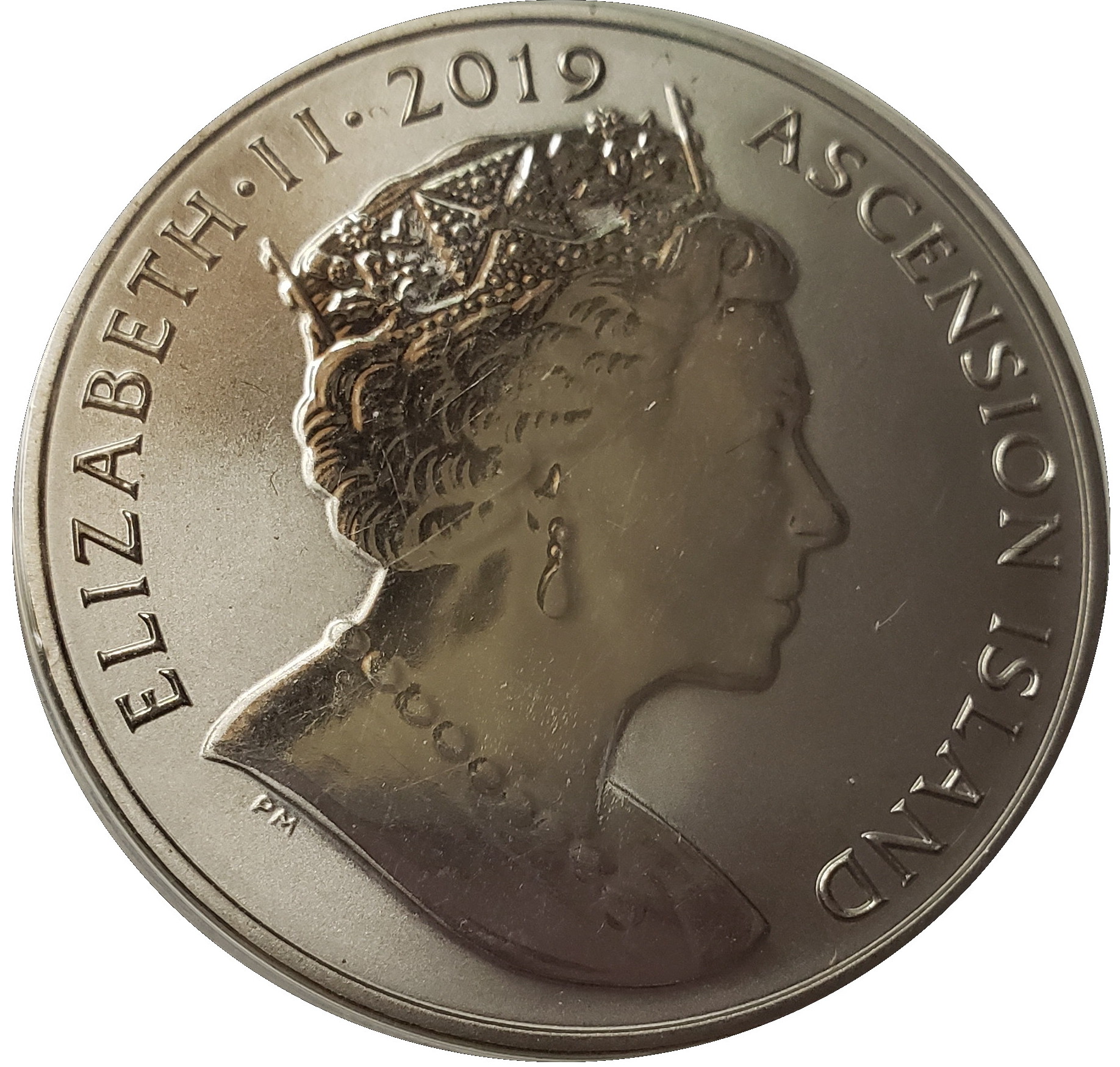 Ascension Island 1 Crown - Elizabeth II First man on the moon, Titanium obverse