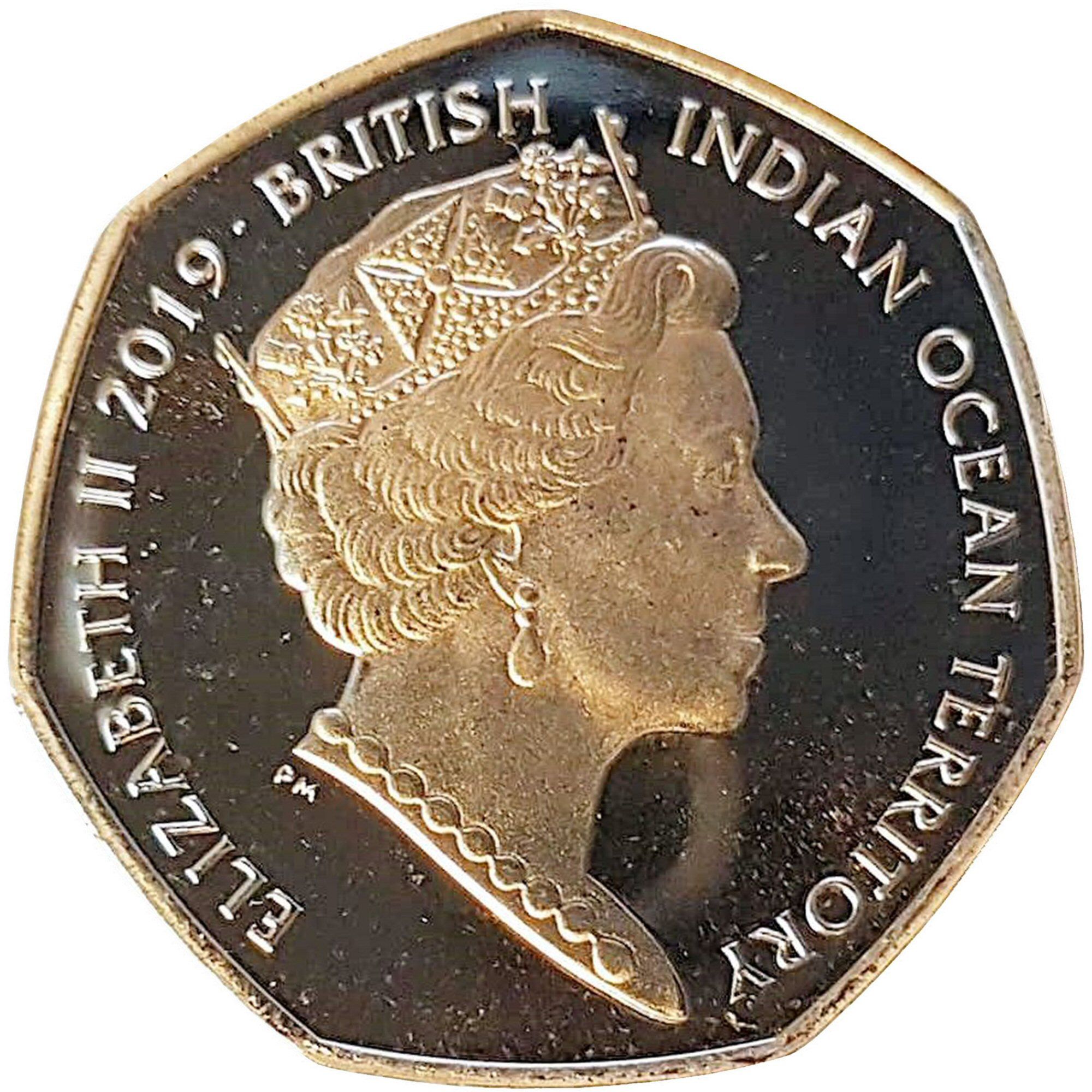 British Indian Ocean Territory 50 Pence - Elizabeth II Green turtle obverse