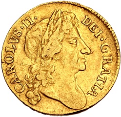 ½ Guinea - Charles II 2nd bust obverse