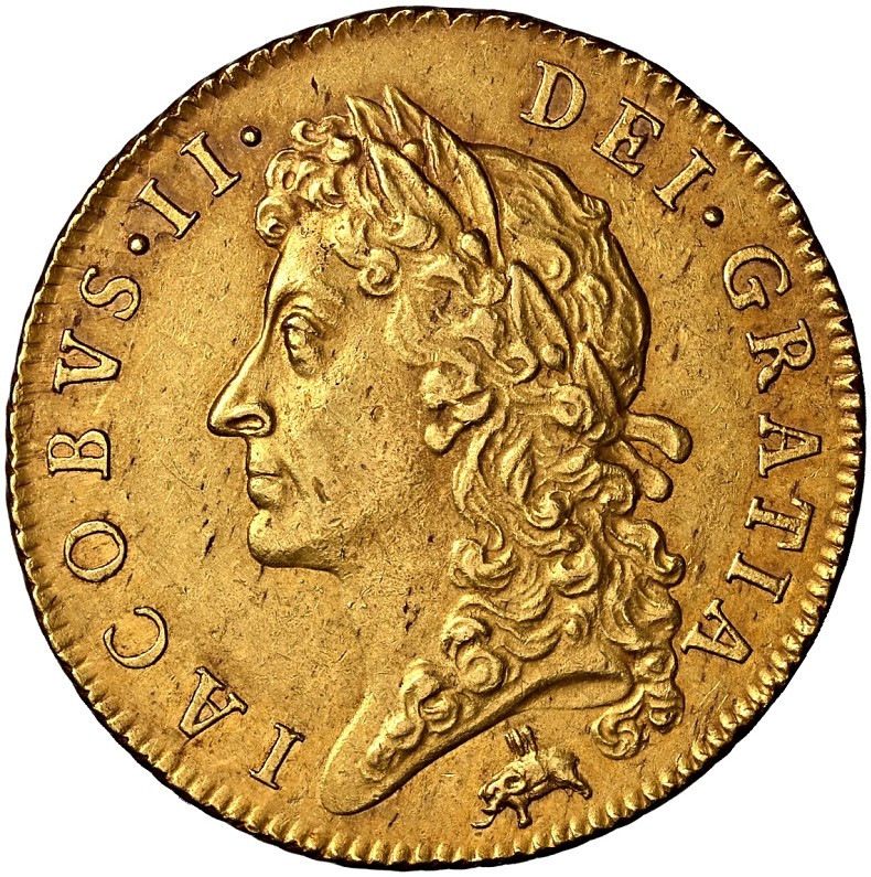 1 Guinea - James II 1st bust obverse
