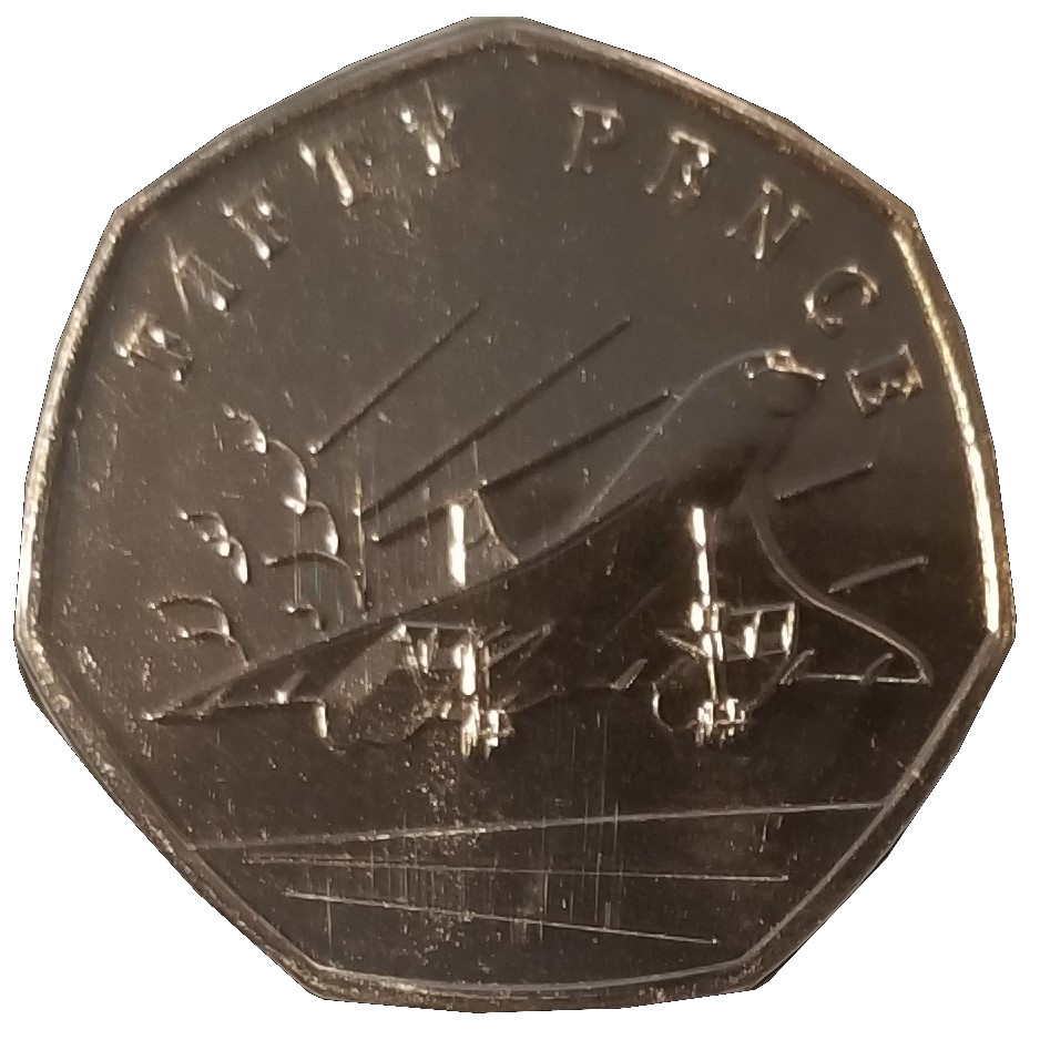 Guernsey 50 Pence - Elizabeth II 50th Anniversary of Concorde - Take Off
