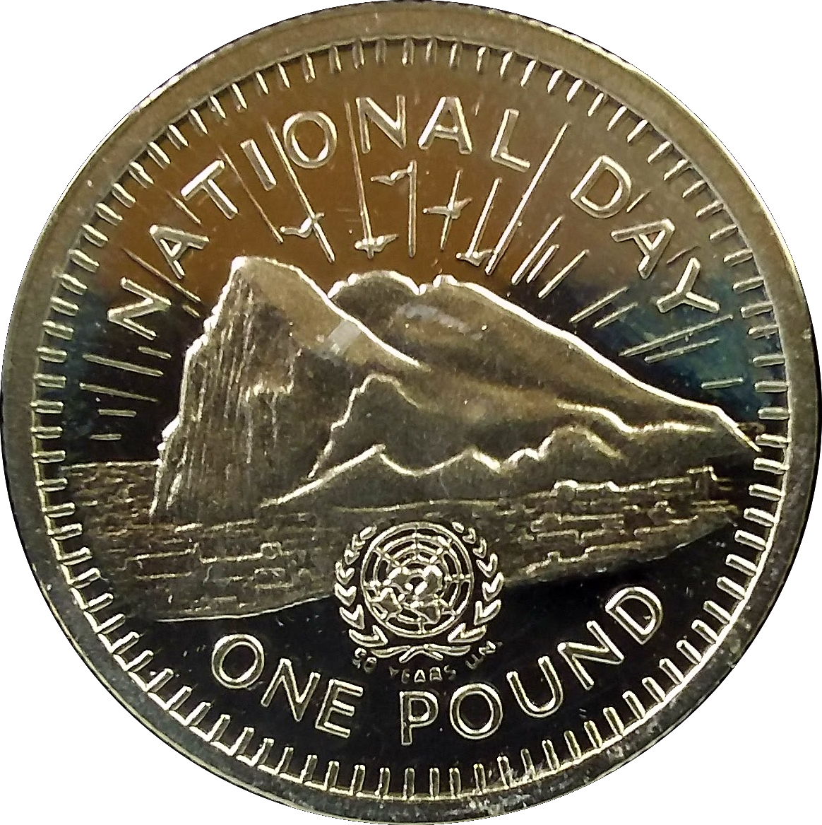 Gibraltar 1 Pound - Elizabeth II National Day; Silver Proof