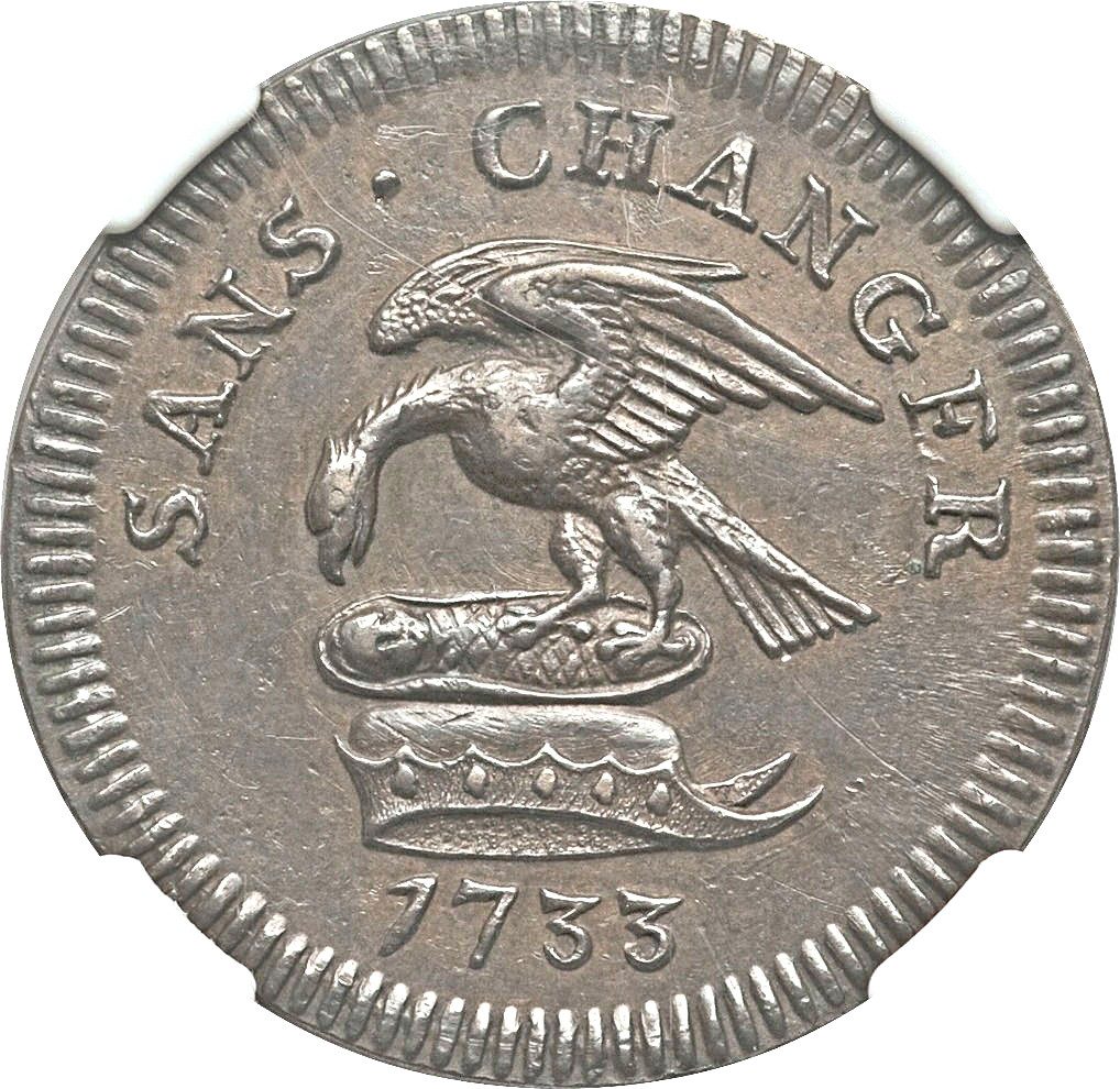 Isle of Man 1 Penny - James Stanley 2nd Derby Coinage; Copper obverse