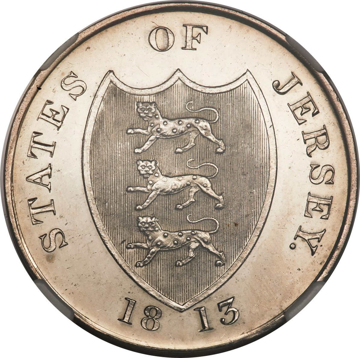 Jersey 3 Shillings Bank Token obverse