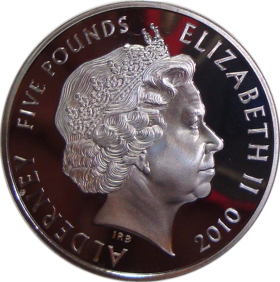 Alderney 5 Pounds - Elizabeth II John Lennon obverse