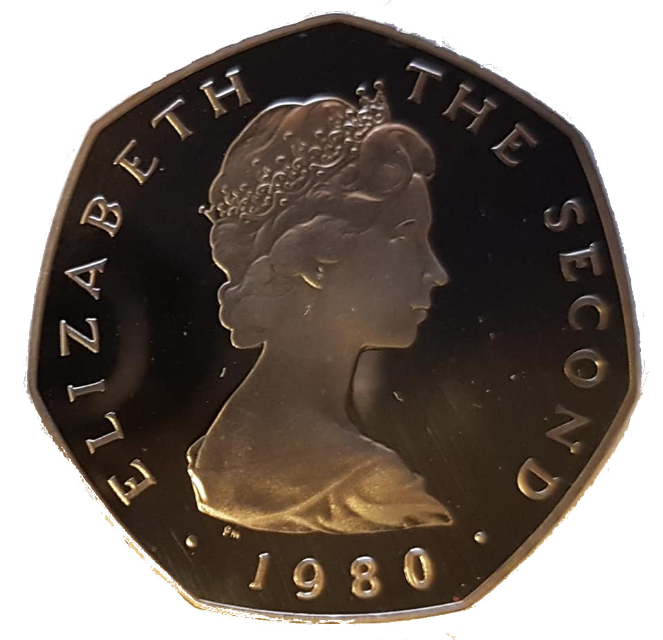 Isle of Man 50 Pence - Elizabeth II Day of Tynwald - Odin's Raven; Silver obverse