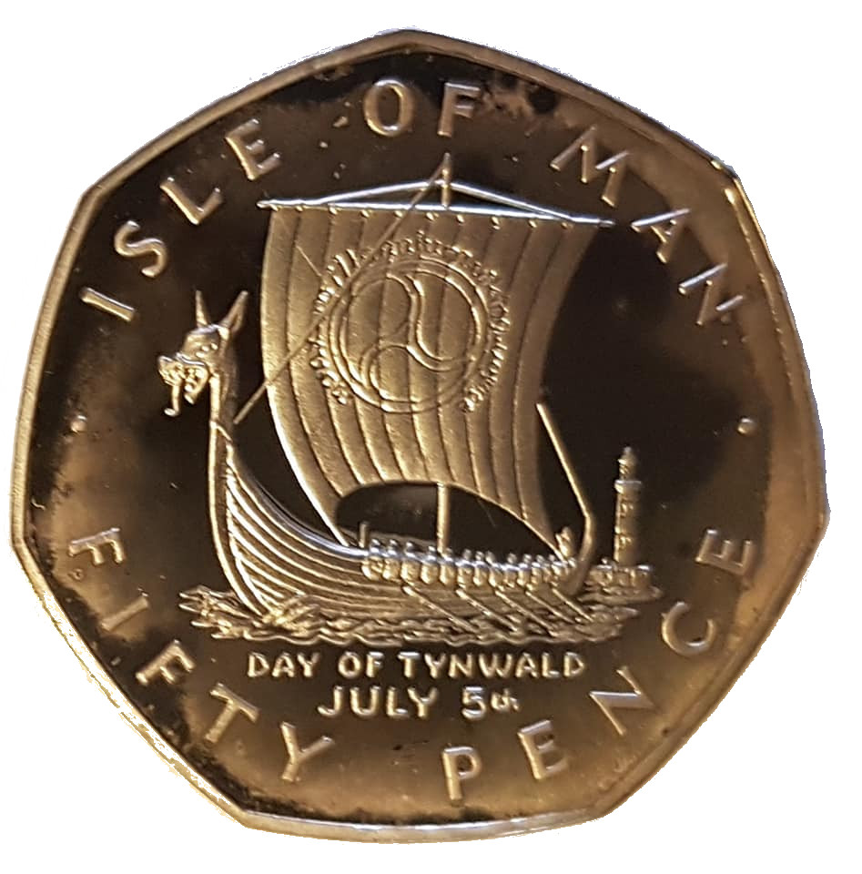 Isle of Man 50 Pence - Elizabeth II Day of Tynwald - Odin's Raven; Silver