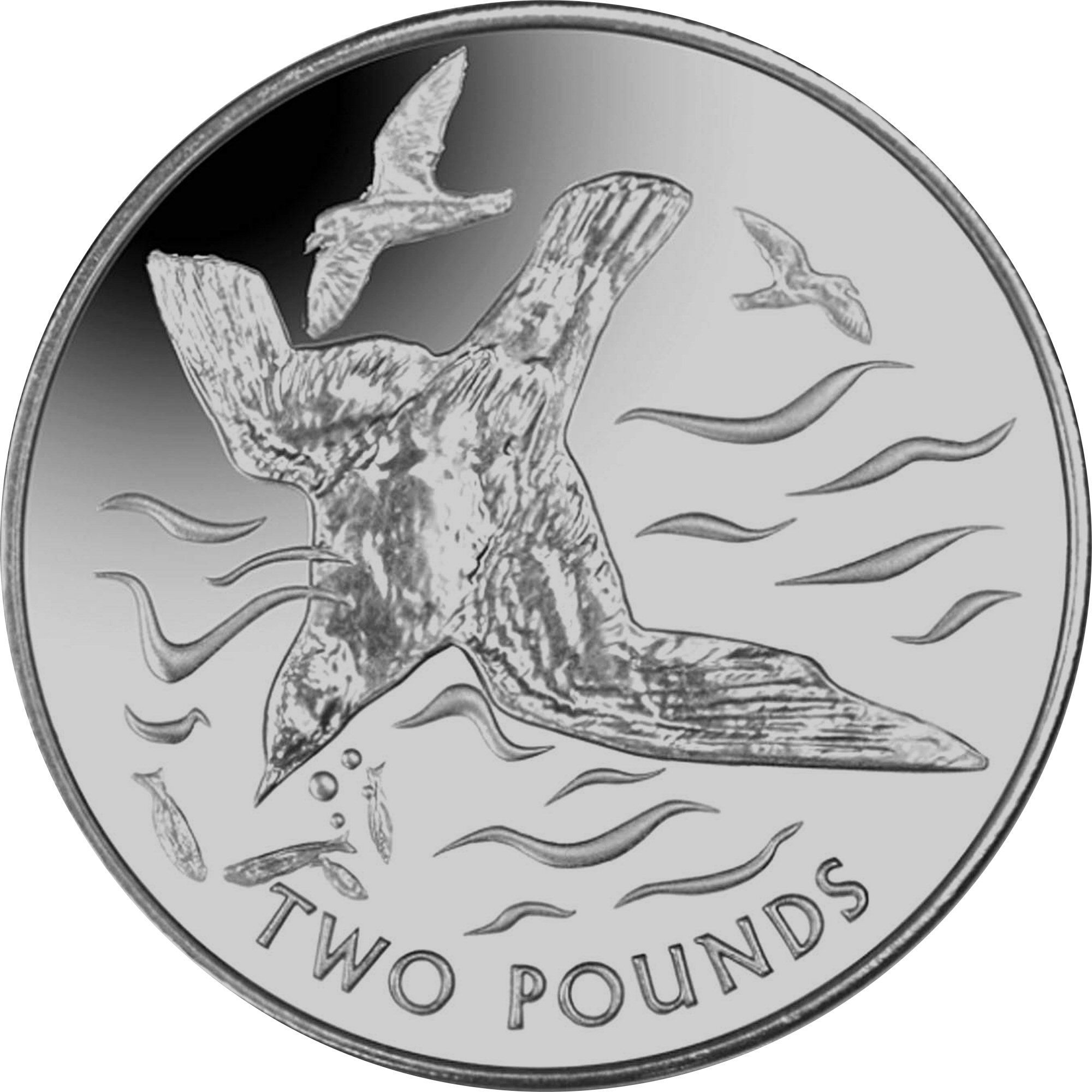 British Antarctic Territory 2 Pounds - Elizabeth II Blue petrel reverse