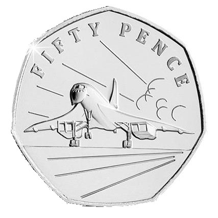 Guernsey 50 Pence - Elizabeth II 50th Anniversary of Concorde - Runway