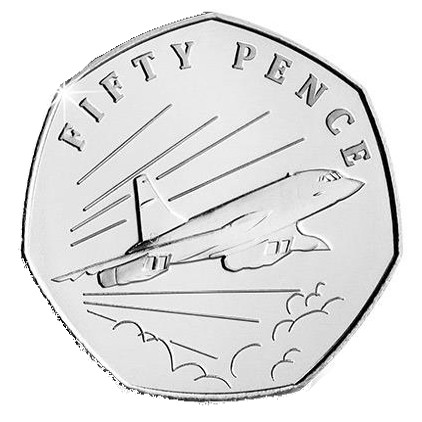 Guernsey 50 Pence - Elizabeth II 50th Anniversary of Concorde - Flight
