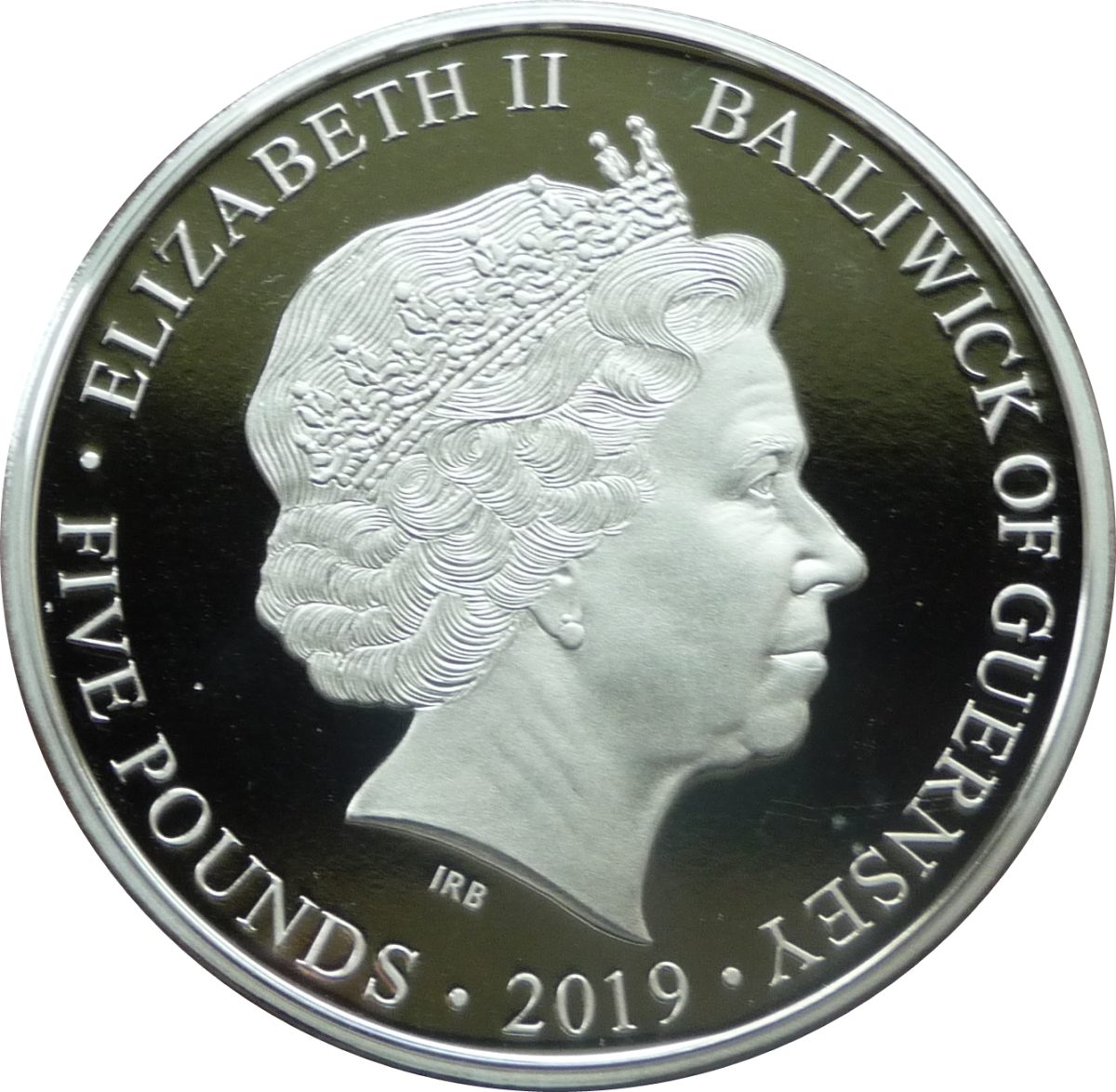 Guernsey 5 Pounds - Elizabeth II D-Day Landing 07.25 obverse