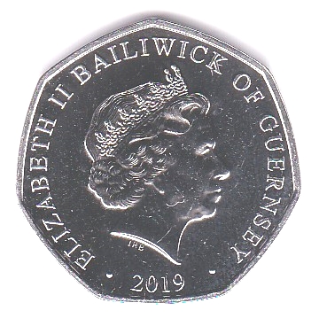 Guernsey 50 Pence - Elizabeth II 50th Anniversary of the 50 pence coin obverse