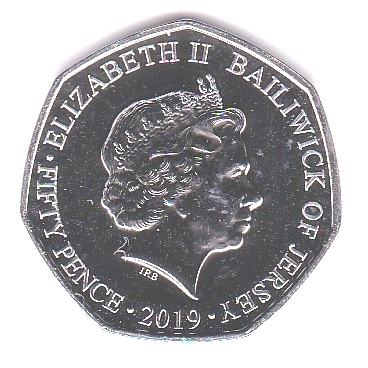 Jersey 50 Pence - Elizabeth II 50th Anniversary of the 50 pence coin obverse