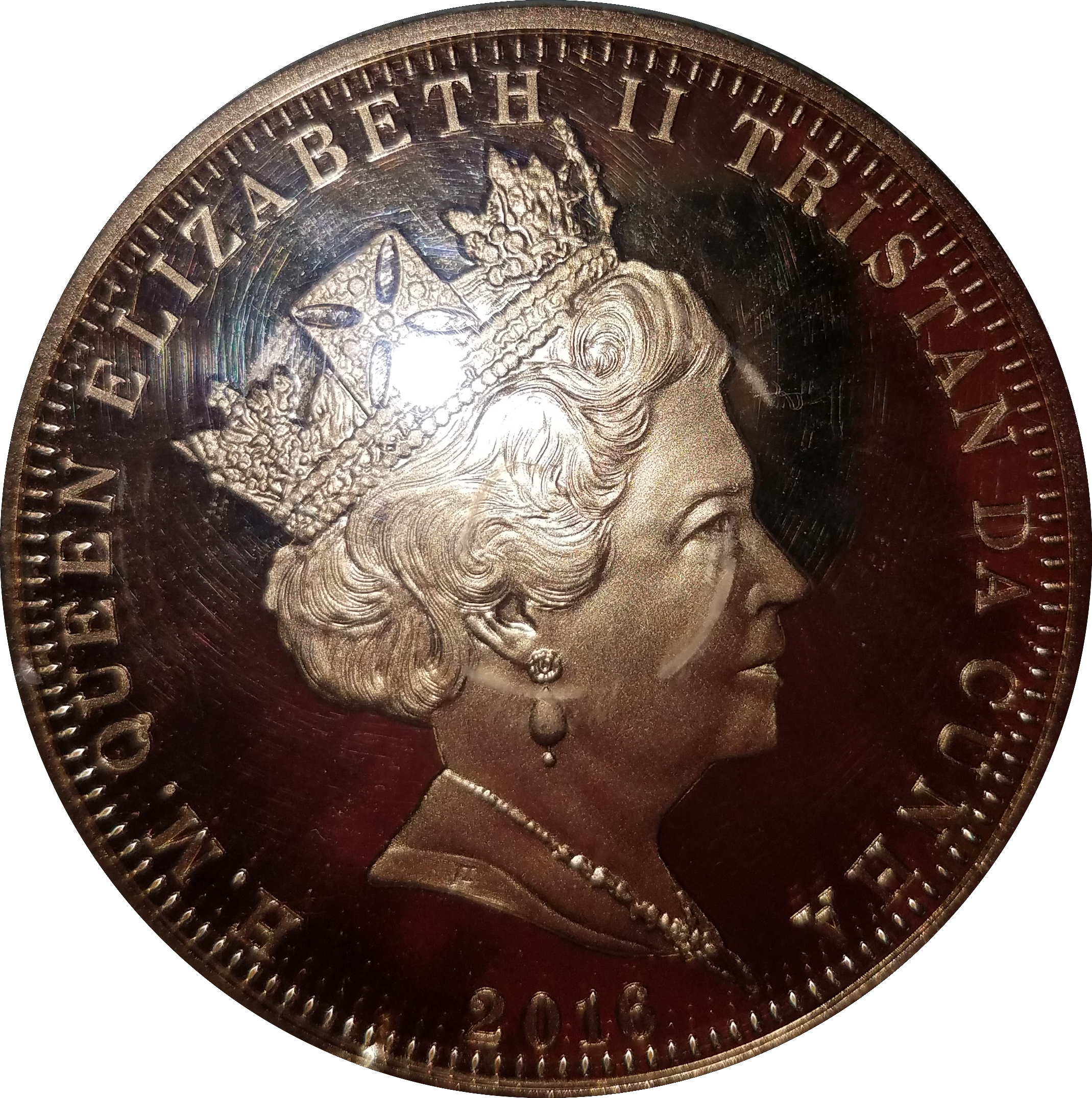 Tristan da Cunha 1 Crown - Elizabeth II Battle of the Atlantic obverse