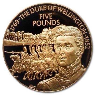 Guernsey 5 Pounds - Elizabeth II Duke of Wellington - Gold